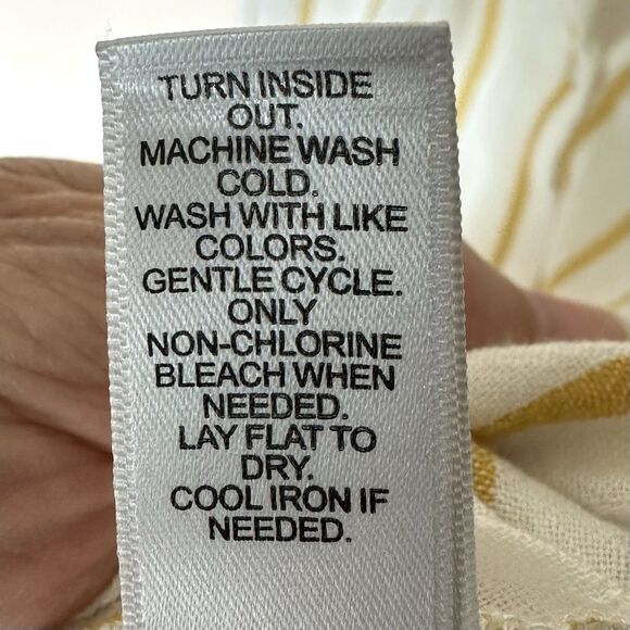 Linen Blend Est 1946 Top Women’s 22 24 White Yellow Stripe Short Sleeve - Picture 5 of 7